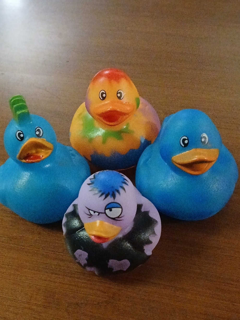 Colorful Rubber Duck Lot Of 4 - 2" Ducks Collectible , Zombie, Paint Splash Etc.